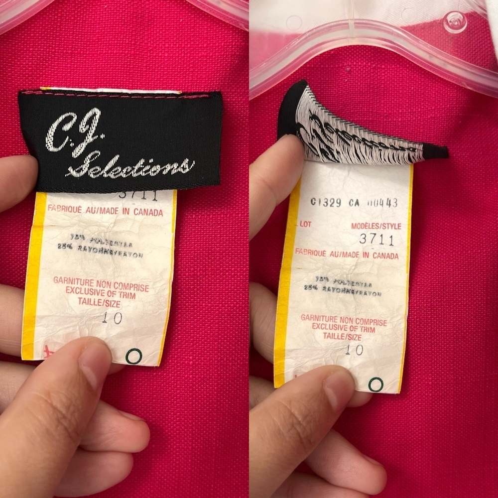 Vintage 80s 90s Hot Pink Blazer with Lace Collar - Picture 3 of 15